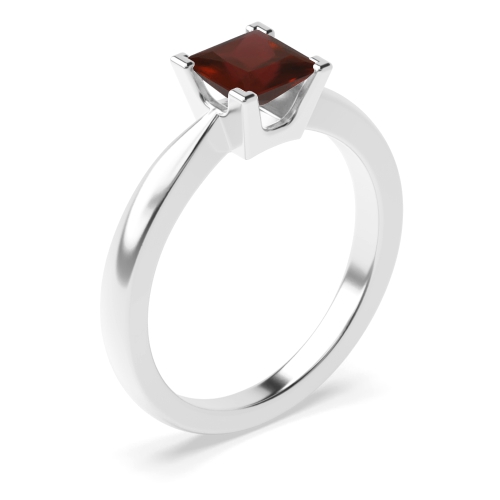 4 Prong Princess Square basket U Garnet Engagement Rings