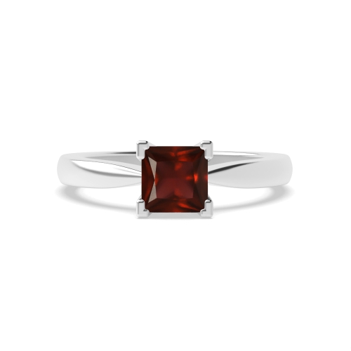 4 Prong Princess Square basket U Garnet Engagement Rings