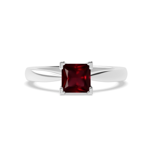 4 Prong Princess Ruby Solitaire Engagement Ring