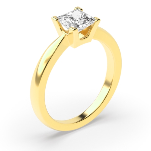 4 Prong Princess Yellow Gold Solitaire Engagement Ring