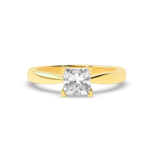 4 Prong Princess Yellow Gold Solitaire Engagement Ring