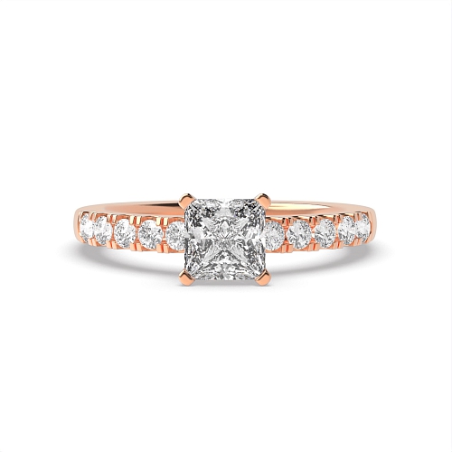 4 Prong Princess Rose Gold Open set square claws Engagement Rings