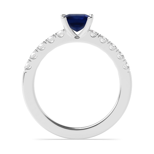 4 Prong Princess Open set square claws Blue Sapphire Engagement Rings