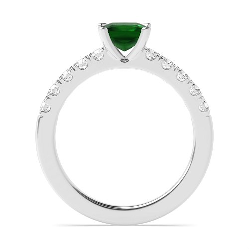 4 Prong Princess Open set square claws Emerald Engagement Rings
