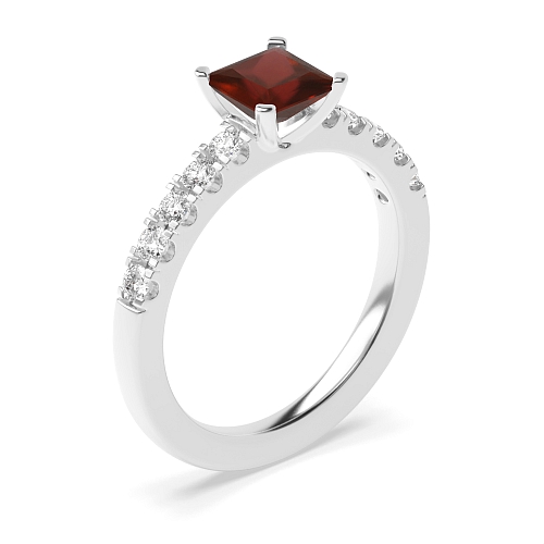 4 Prong Princess Open set square claws Garnet Engagement Rings