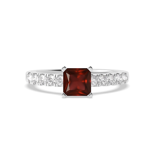 4 Prong Princess Open set square claws Garnet Engagement Rings