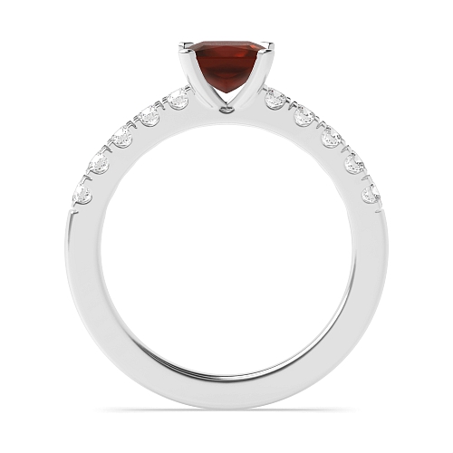 4 Prong Princess Open set square claws Garnet Engagement Rings