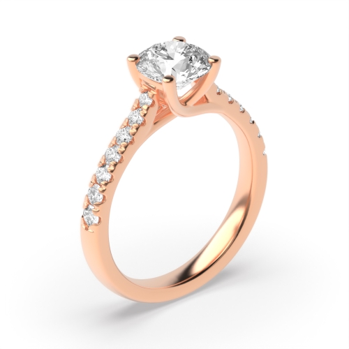 4 Prong Rose Gold Open Crossover Round Claws Engagement Rings