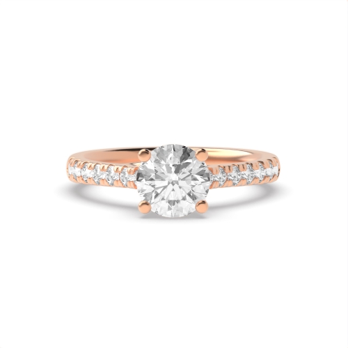 4 Prong Rose Gold Open Crossover Round Claws Engagement Rings
