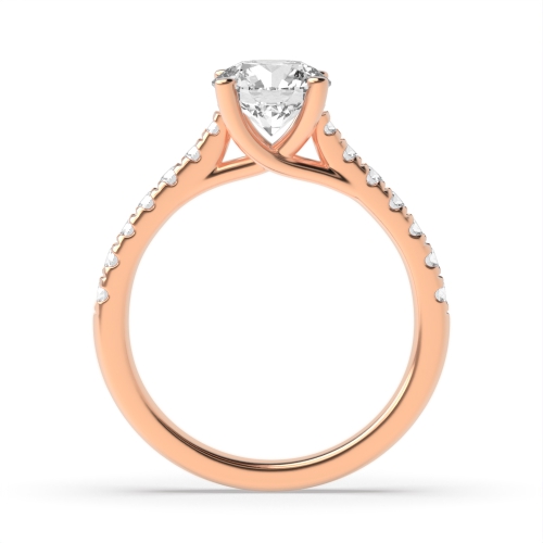 4 Prong Rose Gold Open Crossover Round Claws Engagement Rings