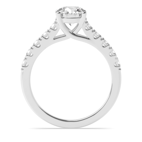 4 Prong Round V cut shoulder set Moissanite Engagement Rings
