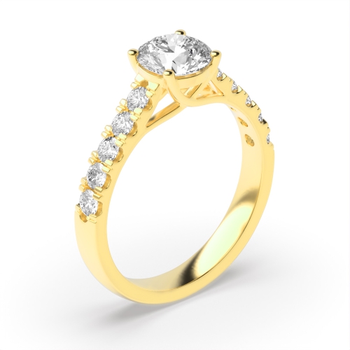 Claw Setting Round Diamond Engagement Rings in Yellow/White and Rose Gold