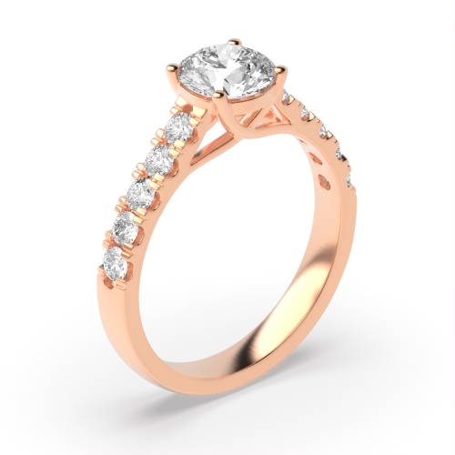 4 Prong Round Rose Gold Gallary shank Engagement Rings