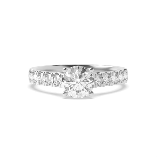 4 Prong Round Gallary shank Side Stone Engagement Rings