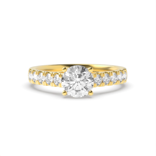 4 Prong Round Yellow Gold Gallary shank Engagement Rings
