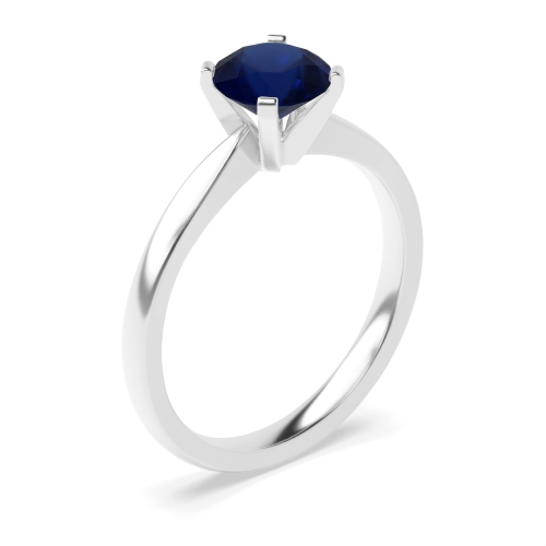 4 Prong Round Open high set Blue Sapphire Engagement Rings
