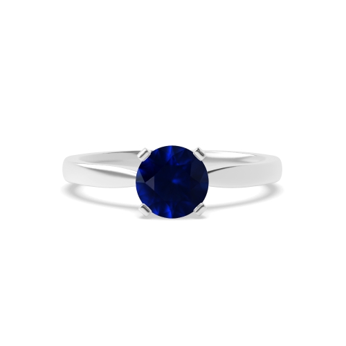 4 Prong Round Open high set Blue Sapphire Engagement Rings
