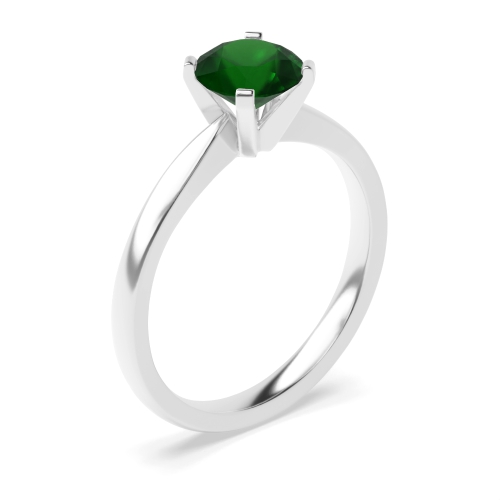 4 Prong Round Open high set Emerald Engagement Rings