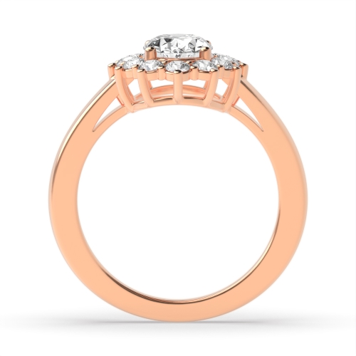 4 Prong Oval Rose Gold Classic flower Halo Engagement Rings