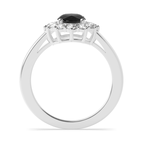 4 Prong Oval Classic flower Black Diamond Engagement Rings