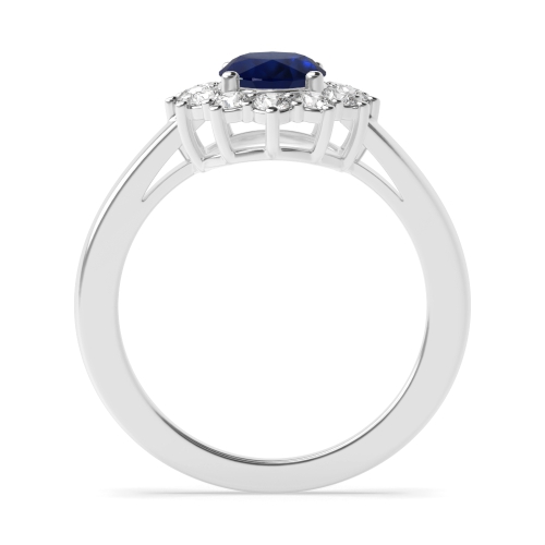 4 Prong Oval Classic flower Blue Sapphire Engagement Rings
