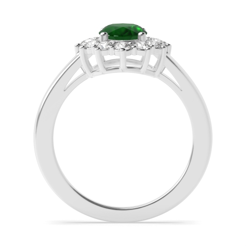 4 Prong Oval Classic flower Emerald Halo Engagement Rings
