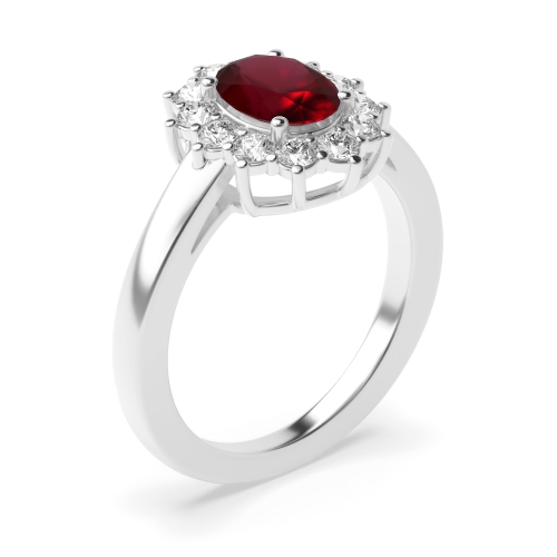 4 Prong Oval Classic flower Ruby Engagement Rings