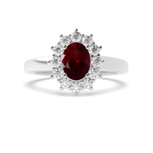 4 Prong Oval Classic flower Ruby Engagement Rings