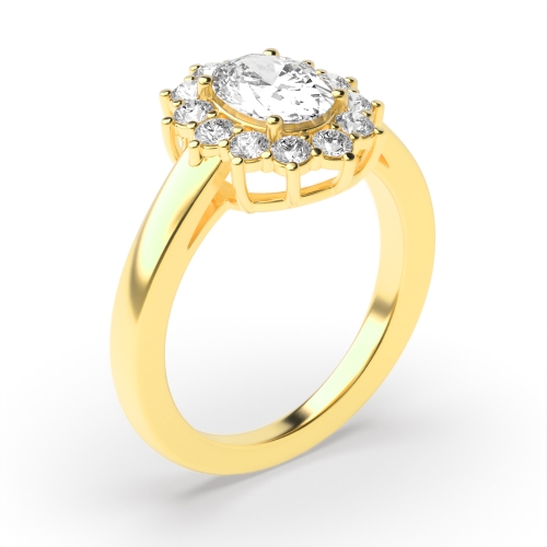 4 Prong Oval Yellow Gold Classic flower Engagement Rings