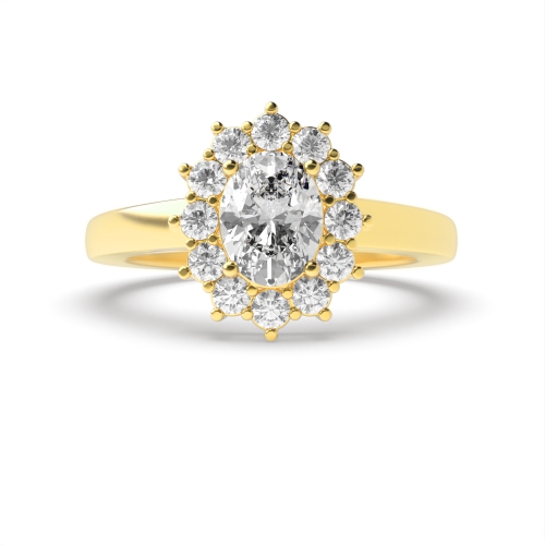 4 Prong Oval Yellow Gold Classic flower Engagement Rings