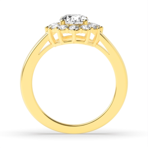 4 Prong Oval Yellow Gold Classic flower Engagement Rings