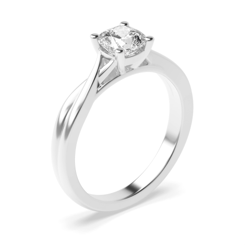 4 Prong Cushion Cross Over Shoulder Solitaire Engagement Ring