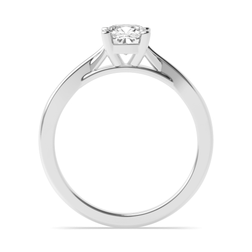 4 Prong Cushion Cross Over Shoulder Solitaire Engagement Ring