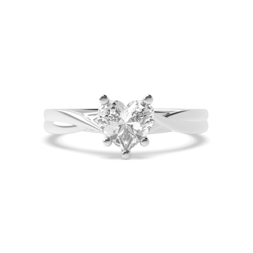 Prong Heart Cross Over Shoulder Solitaire Engagement Ring