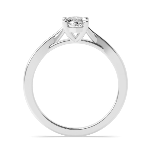 4 Prong Marquise Cross Over Shoulder Solitaire Engagement Ring