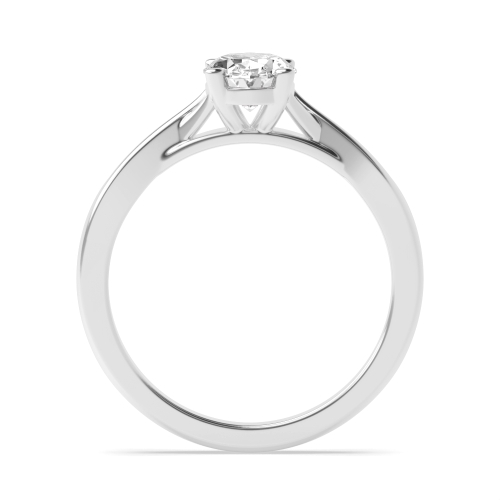 4 Prong Oval Cross Over Shoulder Solitaire Engagement Ring