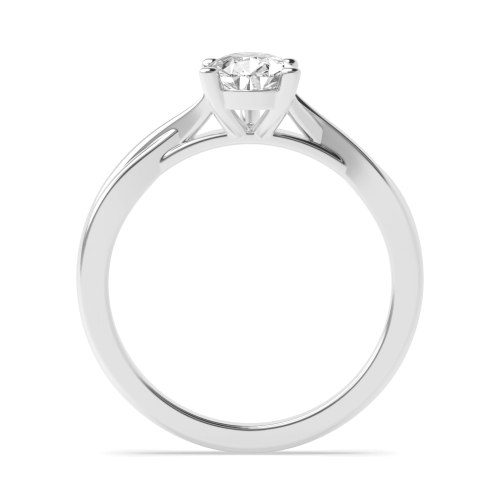 Prong Pear Cross Over Shoulder Solitaire Engagement Ring