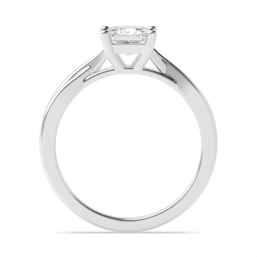 4 Prong Princess Cross Over Shoulder Solitaire Engagement Ring
