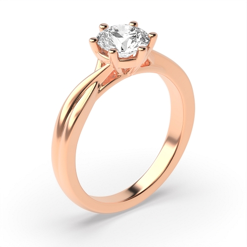 6 Prong Rose Gold Crossover shoulder Engagement Rings
