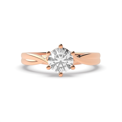 6 Prong Rose Gold Crossover shoulder Engagement Rings
