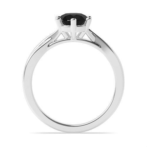 6 Prong Crossover shoulder Black Diamond Solitaire Engagement Rings