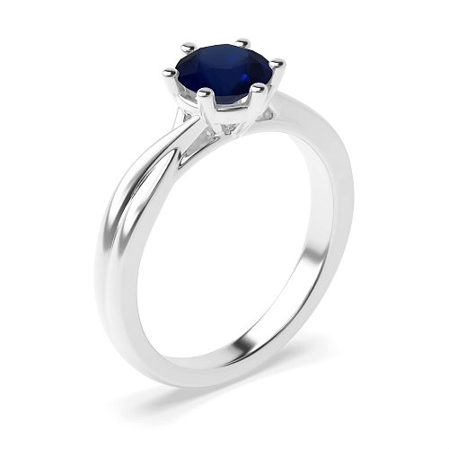Crossover shoulder Blue Sapphire Engagement Rings