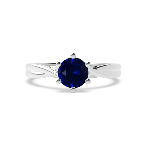 Crossover shoulder Blue Sapphire Engagement Rings