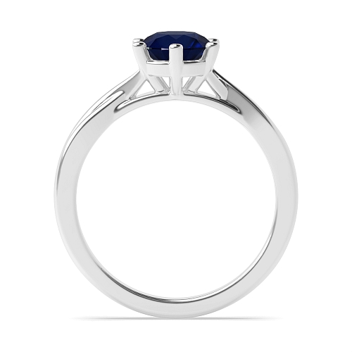 Crossover shoulder Blue Sapphire Engagement Rings
