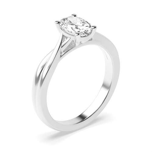 6 Prong Oval Crossover shoulder Solitaire Engagement Rings