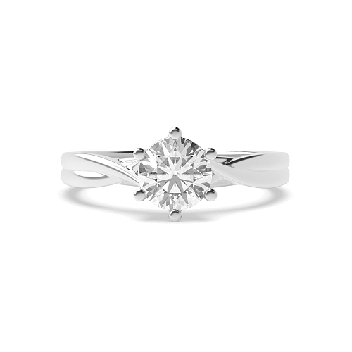 4 Prong Cross Over Shoulder Solitaire Engagement Ring