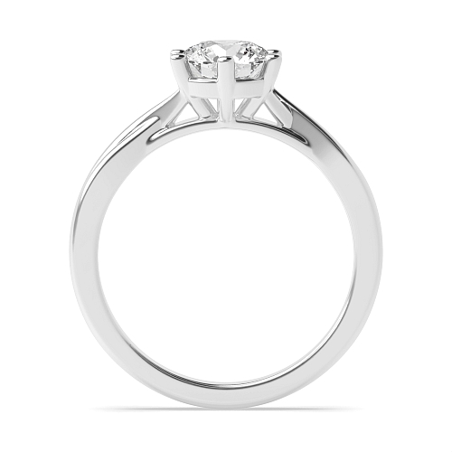 4 Prong Round Cross Over Shoulder Solitaire Engagement Ring