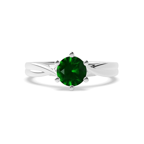 6 Prong Crossover shoulder Emerald Unusual Engagement Rings