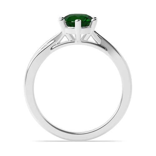 6 Prong Crossover shoulder Emerald Unusual Engagement Rings