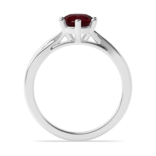 4 Prong Cross Over Shoulder Ruby Solitaire Engagement Ring